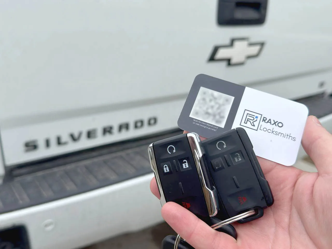 Two Chevrolet Silverado remote-start keys cut and programmed in Winnipeg